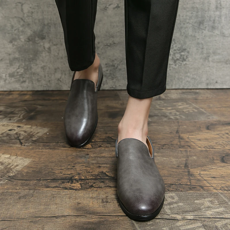 Slip-On Loafers Men's Grey Shoes Outdoor Business Dress Shoes | eBay