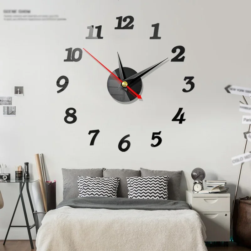 3D Wall Clock Mirror Wall Stickers Clocks Living Room Removable Art Decal DIY Sticker Home Decoration wall clock 3d wall clock