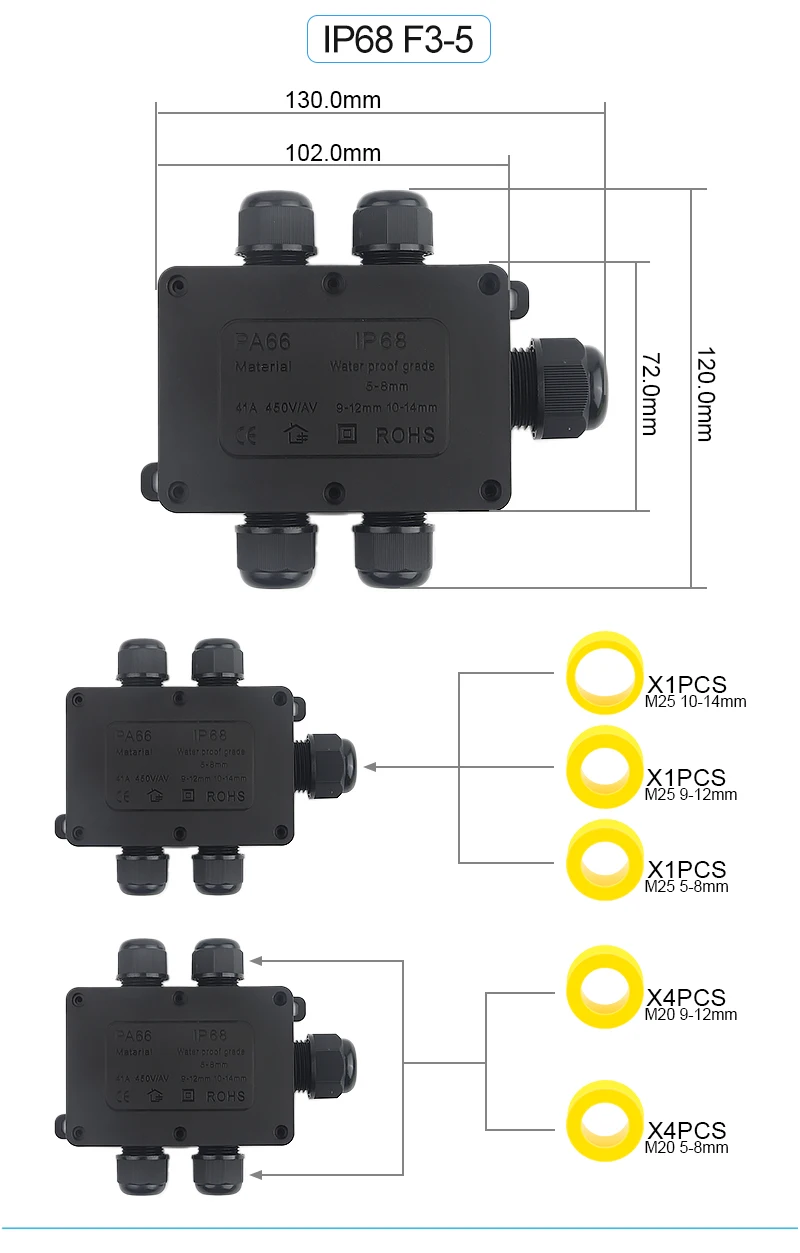 2/3/4/5/6 Wege Outdoor Kunststoff wasserdichte Box IP68 Elektrokabel Drahtverbinder Wasserdicht Versiegelte Anschlussdose mit Anschluss – Detail 11