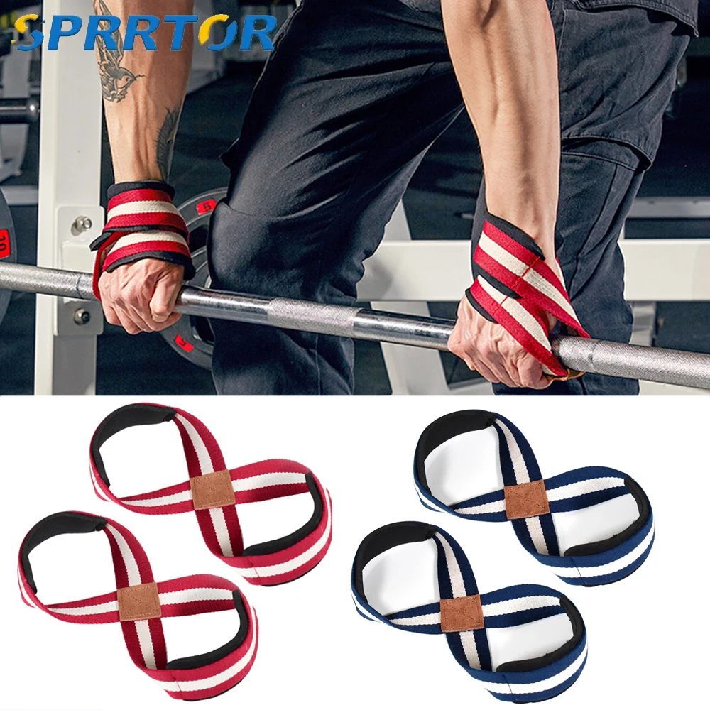 

1Pair Figure 8 Weight Lifting Straps DeadLift Strap for Powerlifting Weightlifting Lifting Gym Wrist Wraps Fitness Bodybuilding