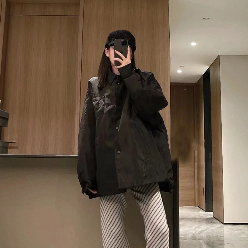 

Woman Clothing 2023 P Family Chest Triangle Pocket Thermal Polo Collar Winter Cotton Dress Autumn And Winter Unisex Ins