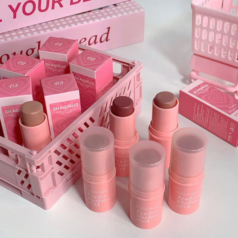 Smoky Rose Blusher Stick Cream Smooth Cheek Tint Monochrome Nude Blush Natural Matte Pink Apricot Face Rouge Contour Makeup 5