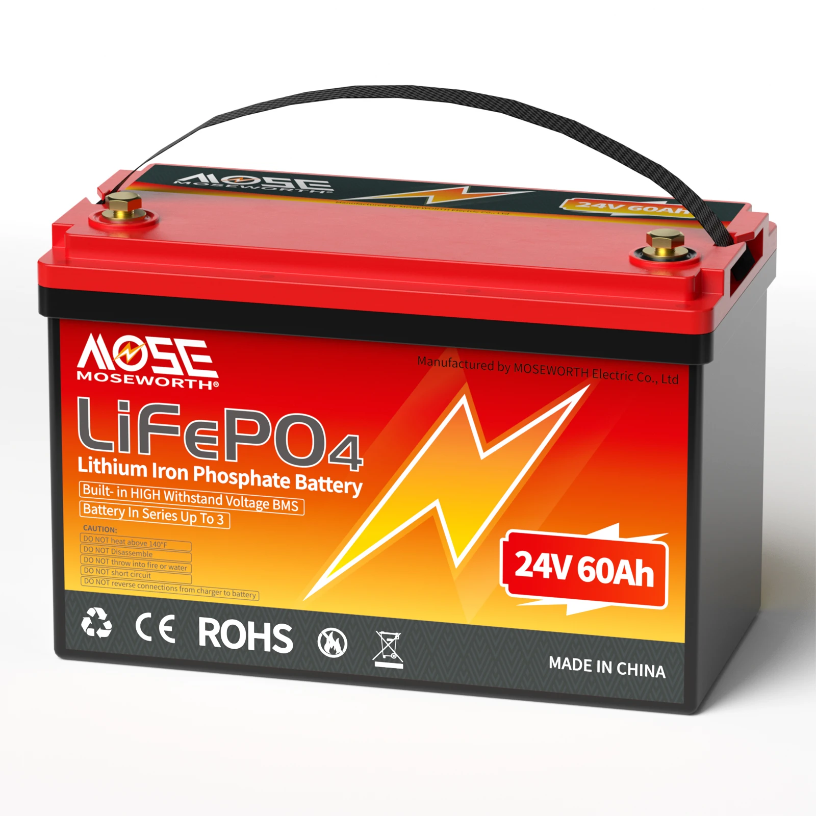 MOSEWORTH 24V 60Ah LiFePO4-Batterie, wiederaufladbare Lithiumbatterien mit BMS 5000+ Deep Cycles für Marine-RV-Camper, Solar-Bateria – Detail 8