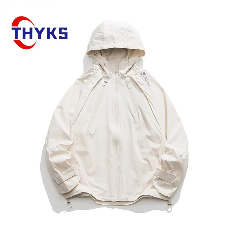 

Spring Hiking Jackets Men New Multi-pockets Functional Zipper Cargo Couple Camping Jacket Windproof and Waterproof Climbing Coat