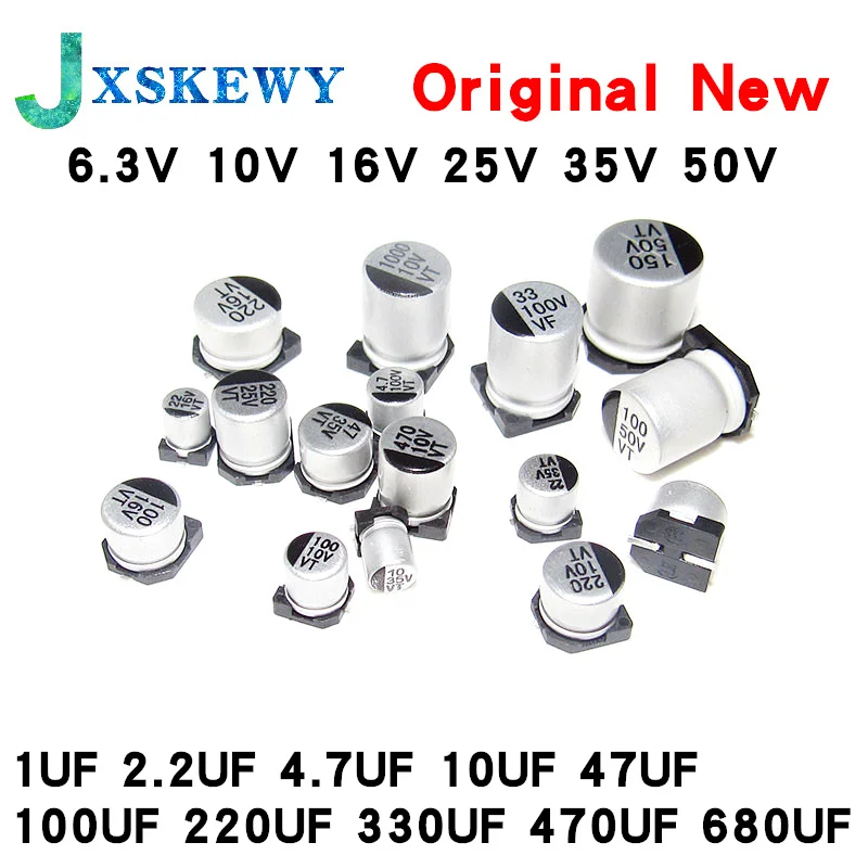 20pcs SMD Electrolytic capacitor aluminum 6.3V 10V 16V 25V 35V 50V 1UF