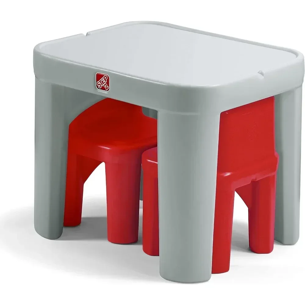 Kids Table and Chair Set, Playroom Toddler Activity Tables, Arts and Crafts, Ages 2+ Years Old, Gray & Red 3