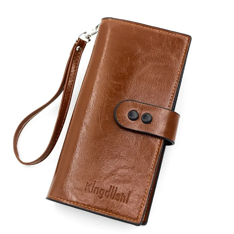 Kingdushi women's long Korean version wallet, fashionable multi slot wallet, large capacity buckle zipper handbag