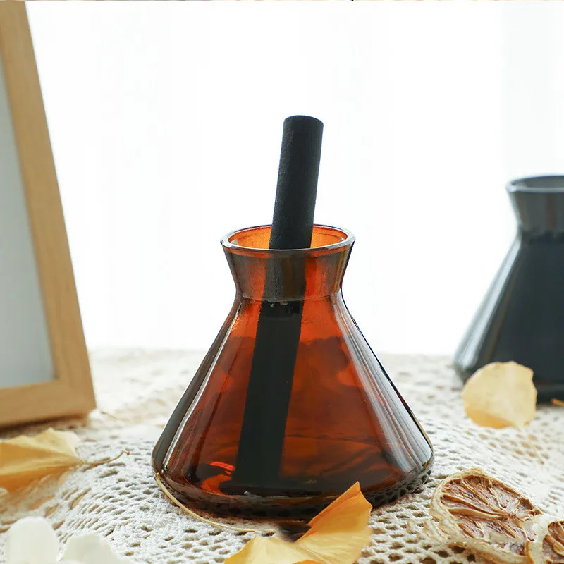 2PCS 220ml Funnel Shape Empty Reed Diffuser Glass Container Essential Oil Bottle Home Fragrance Diffuser Decorative Bottle