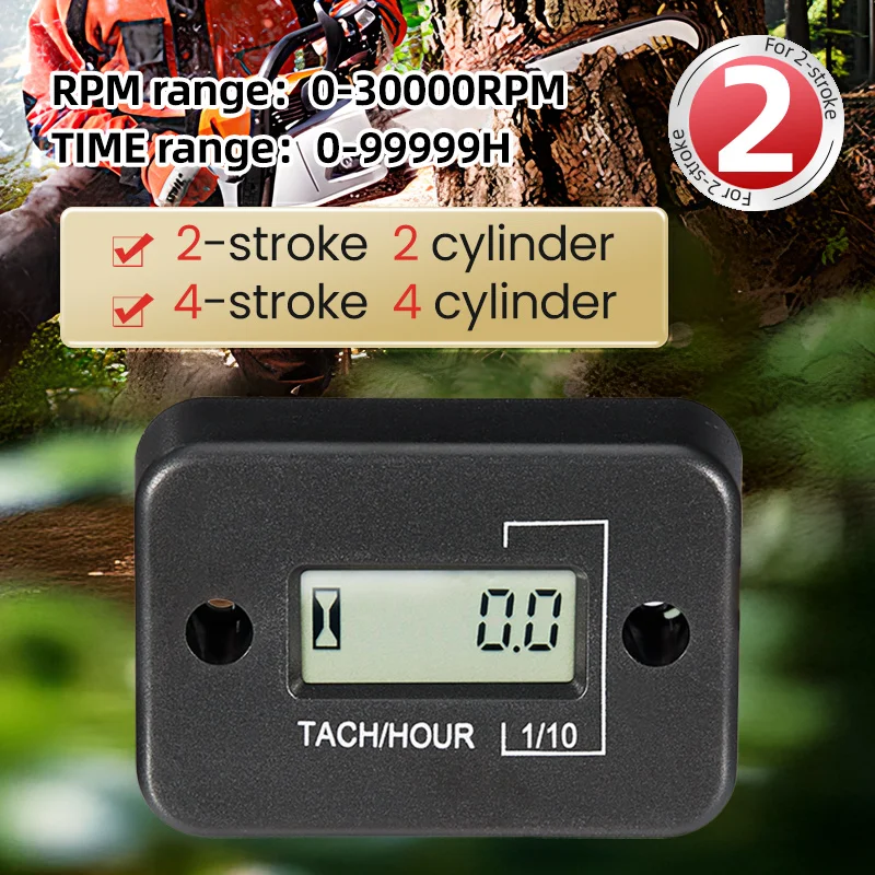 Tachometer Hour Meter ZSB-01/ 4or2 Waterproof LCD Display Stoke for Motorcycle ATV Snowmobile Marine Boat Ski Gasoline Engine tachometer gauge,engine tachometer,tachometer meter,engine hour meter