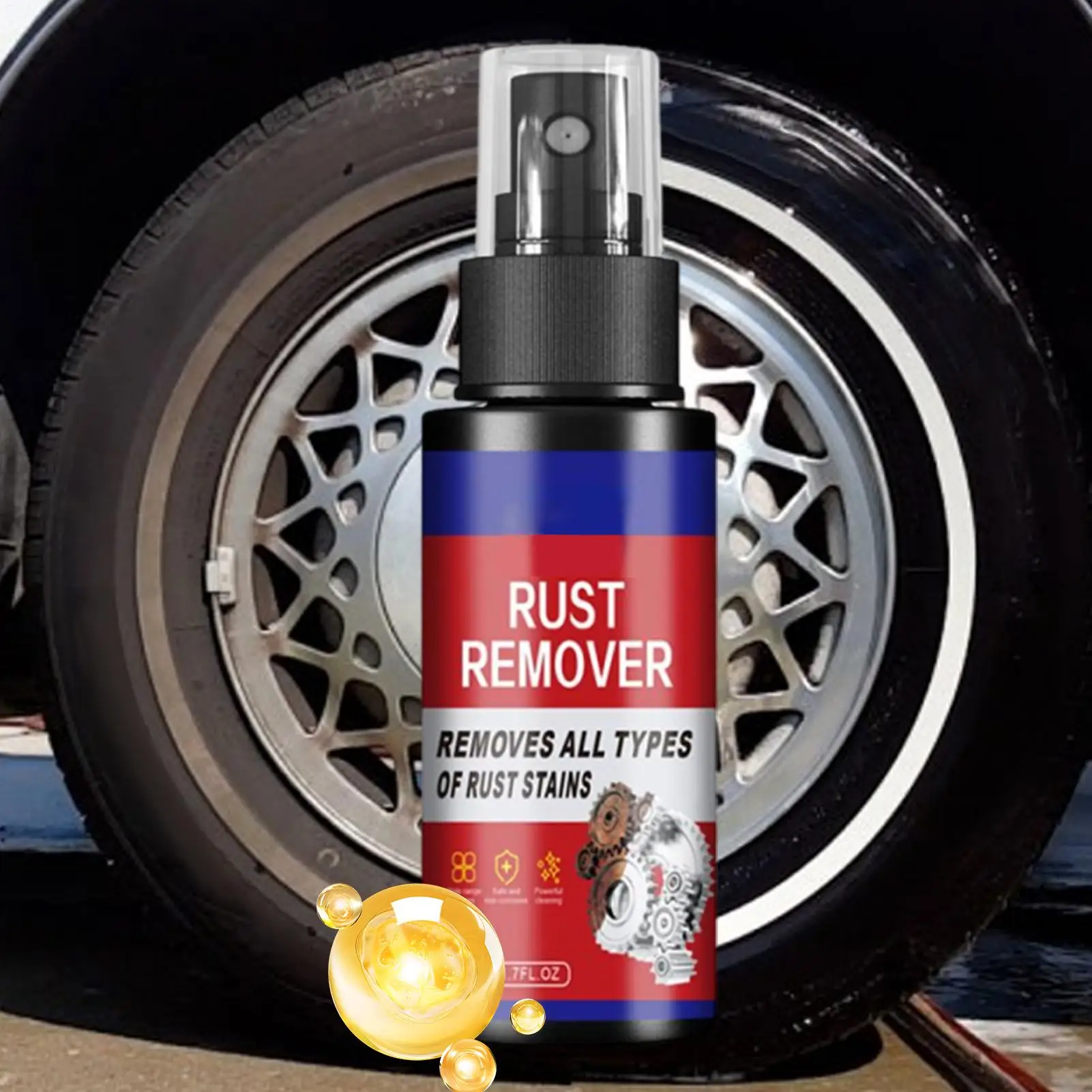 Car Rust Removal Spray Metal Car Detailing Spray Rust Dissolver Iron Stain Cleaner Auto Polishing Care for Equipment Tools