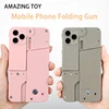 Outdoor Adult Interactive Kid Gift Folding Pistol Bullet Automatic Pop Up Creative Soft Bullet Toy Mobile Phone Appearance Gun 3