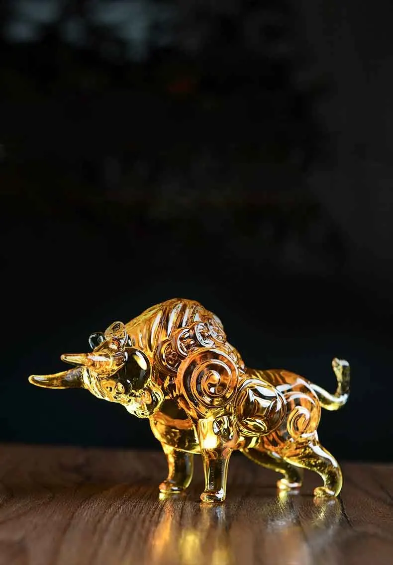 Kristallbullen-Skulptur, Kunsthandwerksornament, Desktop-Dekoration für Wohnzimmer, kreative Kunstwerke, Tierstatue, nordische Geschenke, individuell – Detail 1