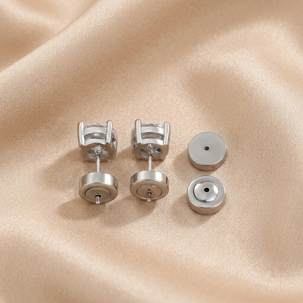 4 Stück Edelstahl-Ohrringverschlüsse als Ersatz für Ohrstecker, Diamantohrringe, hängende Ohrringe, schwere Ohrringstützen – Detail 1