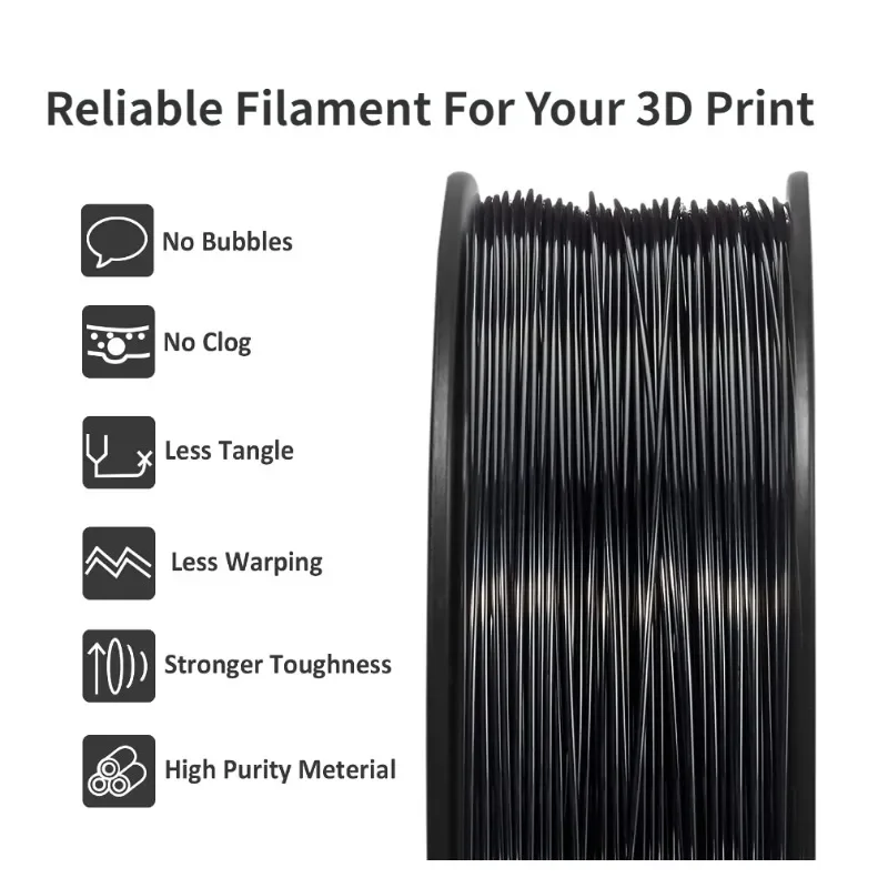 높은 내구성 ABS 3D 필라멘트, 대부분의 FDM 3D 프린터에 적합, 1kg 스풀 (2.2lbs), 강한 ABS, 1.75mm, ± 0.02mm