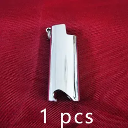 Sleek Metal Mirror Finish Keychain Lighter Sleeve with Bottle Opener & Anti - Loss Clip (Silver)