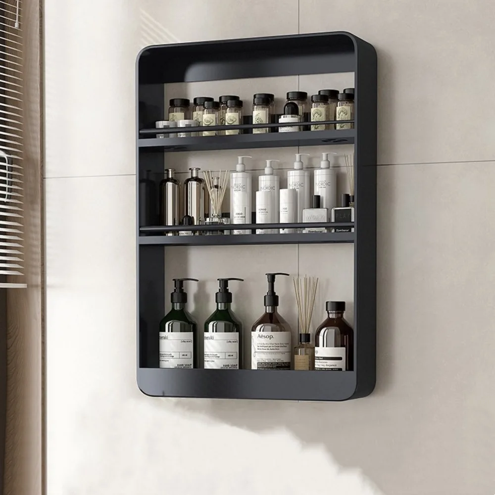 Wall Mounted Toiletries Cosmetic Storage Rack Kitchen Seasoning Bottle Storage Shelf  Box Wall Mounted Punch-free Makeup Racks 5