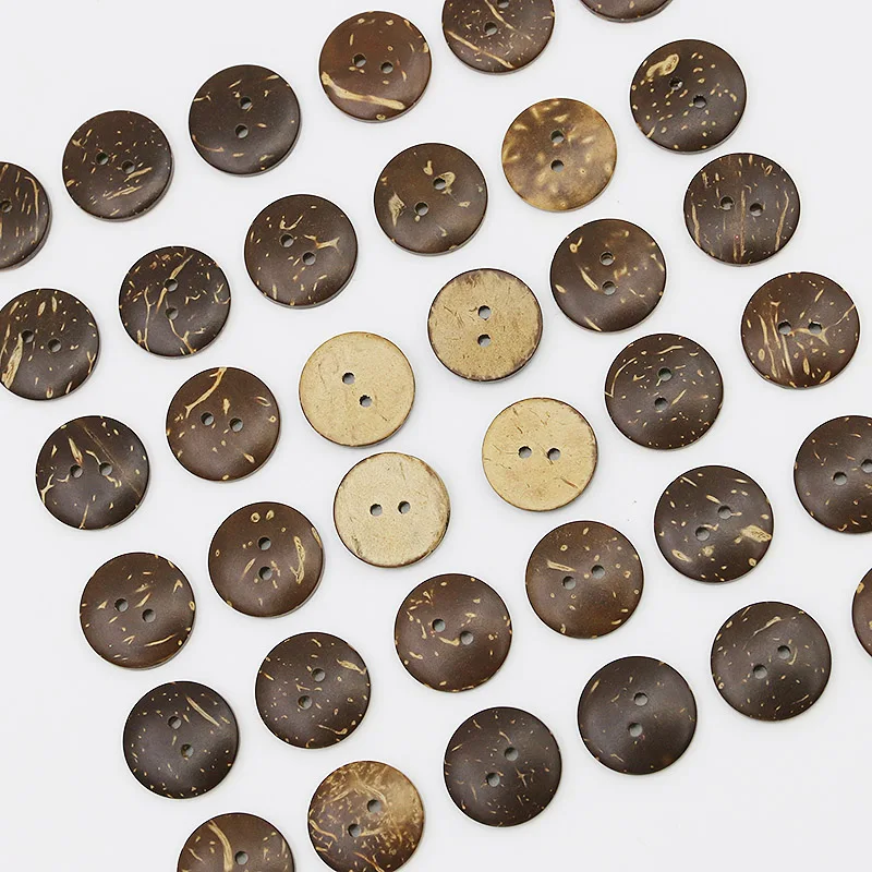 (50Pcs/pack)2cm 2-Hole Coconut Shell Pattern Circular Wooden Button Jeans Bags Use Buttons Garment Sewing Decorative DIY