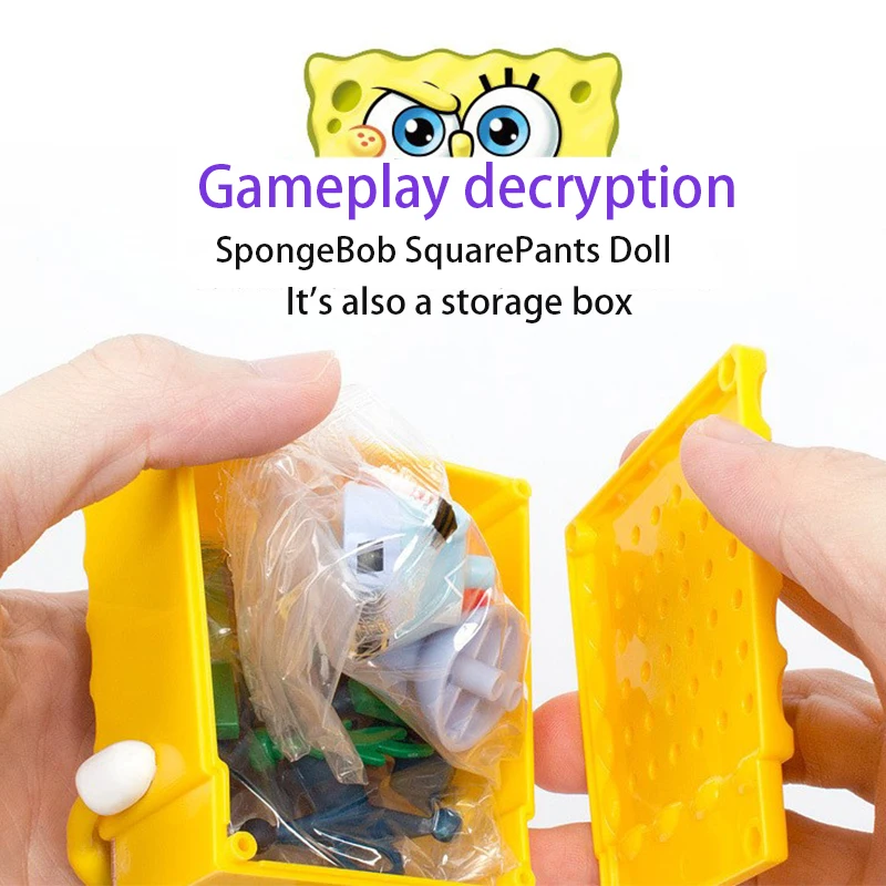 SpongeBob SquarePants Building blocks Lego Compatible Pie Big Star Crab Boss Pineapple House Model Character Children's Gift Toy