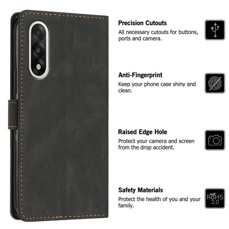 Leather Flip Wallet Case with Magnetic Closure