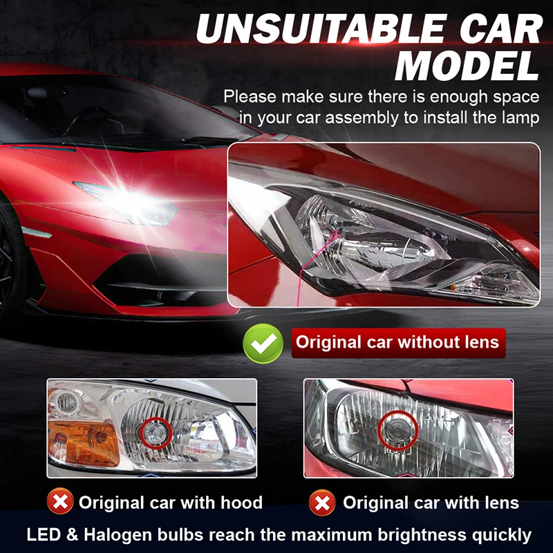 H4 LED Projector Lens LHD Mini H4 LED Lenses Car Headlight Bulbs 7535 CSP Chip High Low Beam 400W Canbus Auto Turbo Light 12V