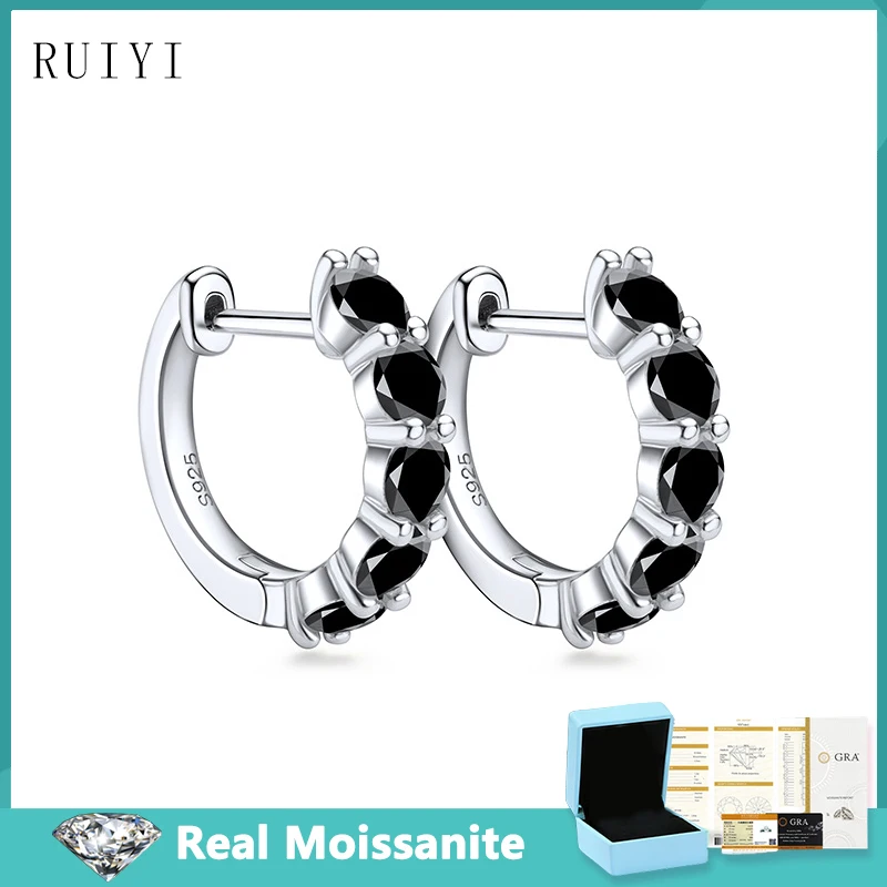 

2ct /1 Pair Moissanite Diamond Hoop Earrings D Color with Certificate 925 Sterling Silver Round Earring Luxury Designer Jewelry