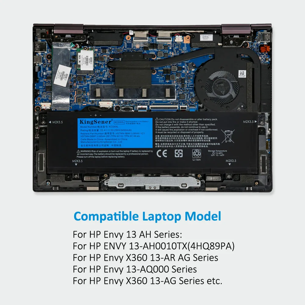 Bateria para hp Envy X360 13-ag 13m-aq 13-ah 13-aq0010tu 13-ah0010tx Hstnn-db8p Hstnn-ib8k L085442b1 L08496855 Kc04xl 53.2wh - Imagem 2