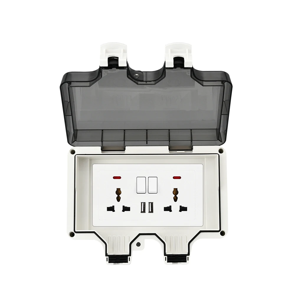 Durable Outdoor Waterproof Wall Plug, 16A, 110-250V, IP66 Dustproof