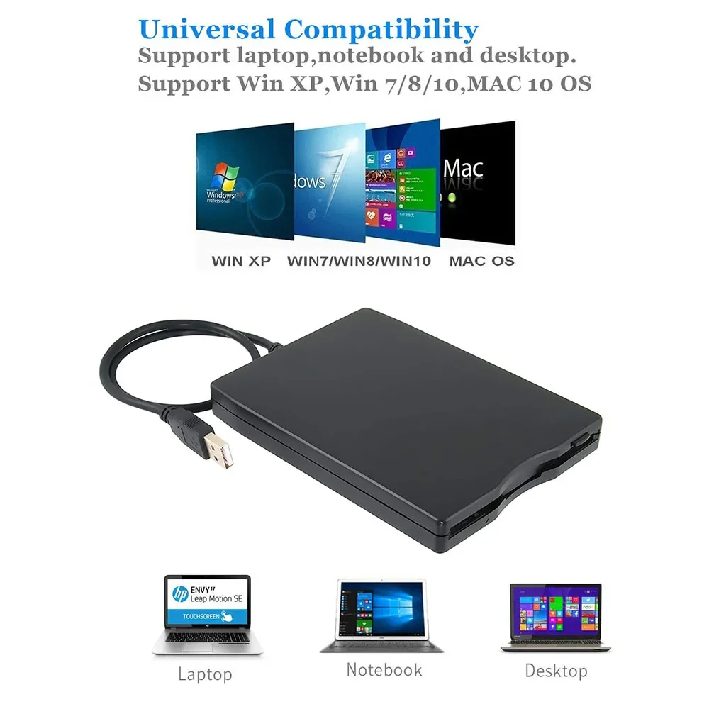 Floppy disk reader drive USB 3.5" External Portable 1.44 MB FDD Diskette Drive for Mac Windows 10/7/8/XP/Vista PC Laptop Desktop
