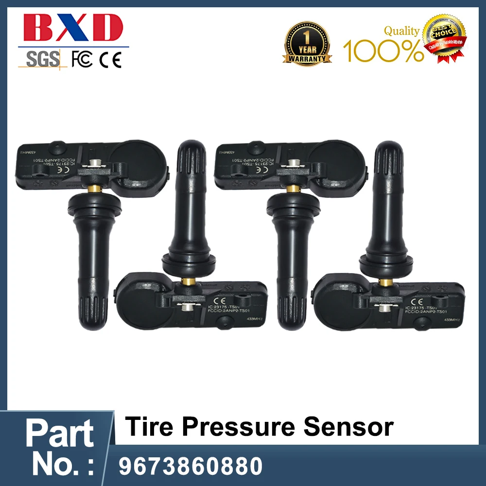 Sensore Di Monitoraggio Della Pressione Dei Pneumatici Tpms 1/4/8Pcs 9673860880 433Mhz Per Peugeot 3008 T84 307 301 408 508 T5 T7 5008 T87 Rcz T75