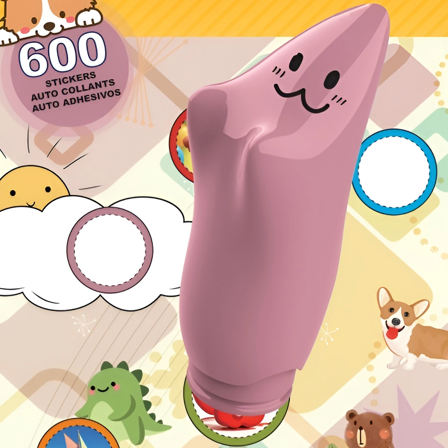 Kid Toys Arts and Crafts Fidget Toy Collectible Character 24-Page Pad +Sticker Stamper+ 600 Stickers for 3+ Boys and Girls self ink stamps name stickers name sticker magic seal sticker book diy ink pad sponge stamp brush kits