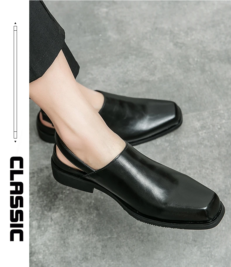 Männer minimalist ische quadratische Zehen Sling back Kleid Schuhe, Business Office Kleid Schuhe – Detail 6