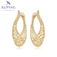 Xuping Jewelry Fashion Simple Flower Light Gold Color Hoop Earrings for Women Girl Party Gift X000708601