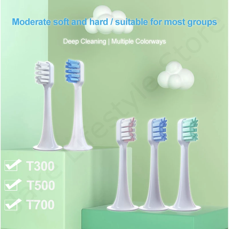 Toothbrush Heads Replacement Toothbrush Heads For Xiaomi T300 T500 Sonic Electric Teeth Brush Mijia T300 Nozzles With Dust Cover Vacuum Packaging