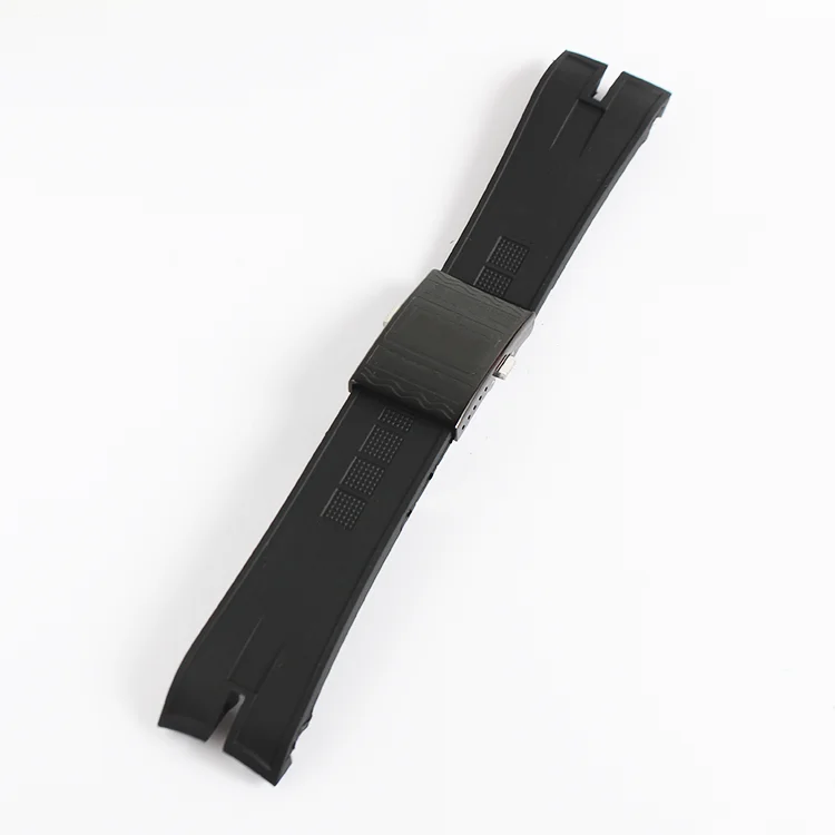 26.5mm Watch Accessories Black Nature Rubber Silicone Watchband Band For Roger Dubuis Strap For Easy Diver Belt Folding Buckle
