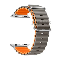 Premium Ocean-Inspired Watch Strap for S3 42-44-45-46-49 MM (Gray with orange)