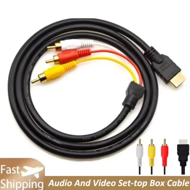 HDMI To AV Cable 1.5M 5FT HDMI To 3RCA Cable Red White And Yellow Lotus High-definition Audio And Video Set-top Box Cable