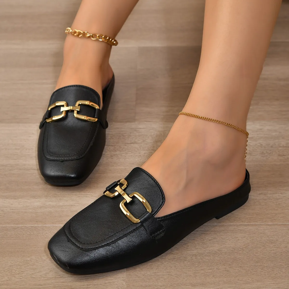 2024 New Women Shoes Ladies Flat Fashion Vintage British Leather Oxford Loafers Size 44 Comfy Casual Shallow Flats Gold logo