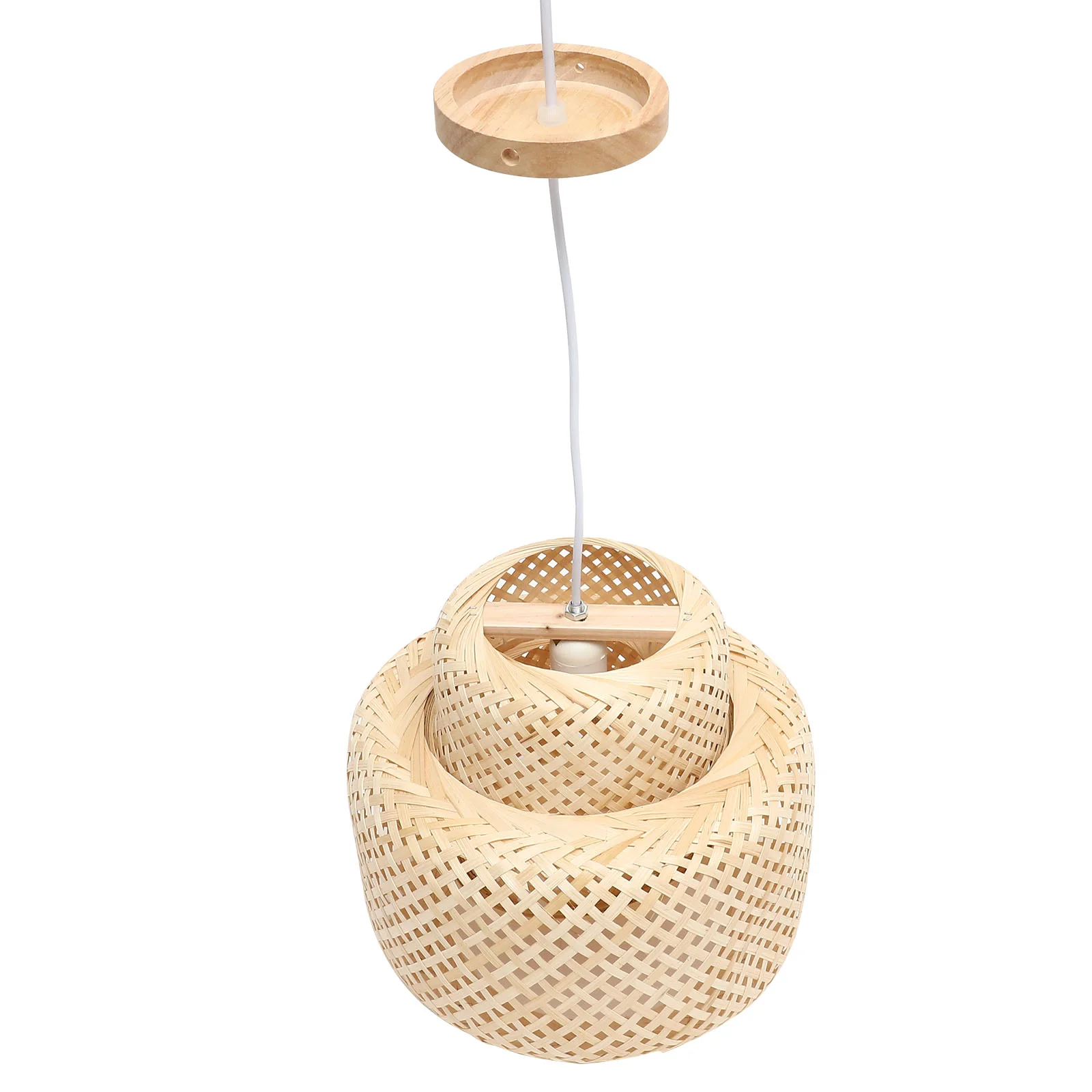 

Modern Hand Woven Bamboo Chandelier Lampshade Celing Light Cover Pendant Dining Rroom Light Fixture Without Bulb