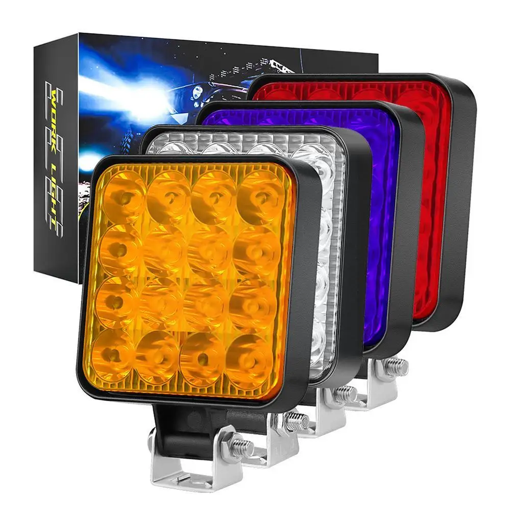 

1Pcs Car LED Work Light 4X4 OffRoad MINI 48W 16SMD Spotlight DRL Truck Headlamp Auto Fog 12V Vehicle Search Motorcycles Dri E6W7