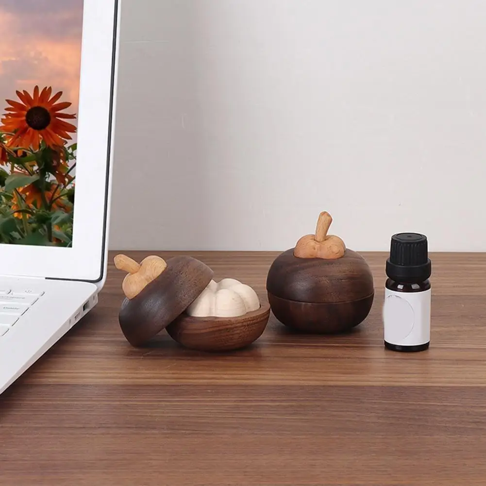 Diffuser for Bathroom Beech Solid Wood Mangosteen Shape Aromatherapy Diffuser Air Purifier for Living Room Bedroom Bathroom