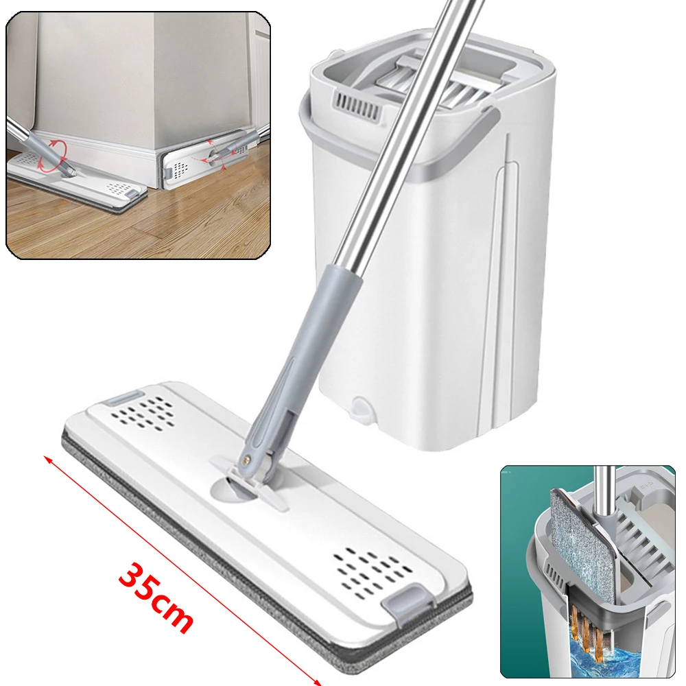 Hand Free Flat Floor Mop And Bucket Set For Professional Home