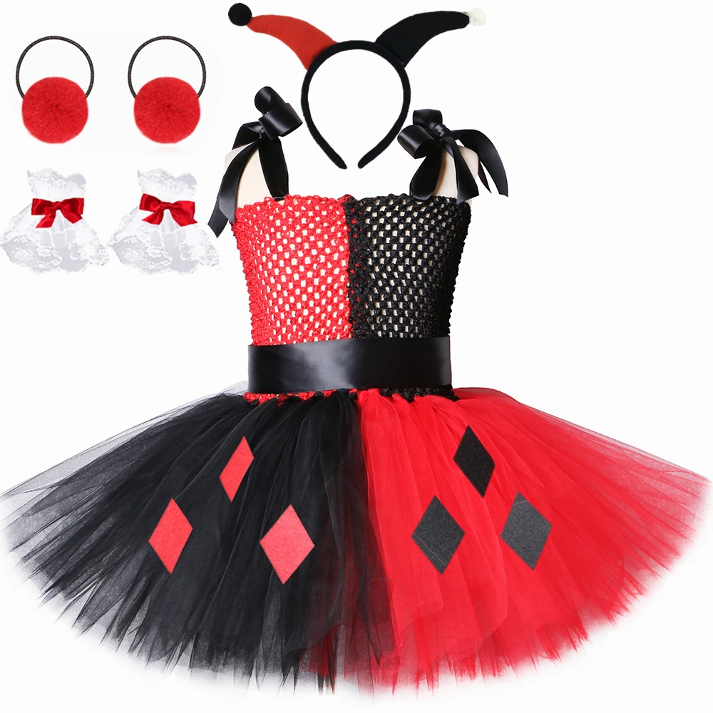 

Harley Joker Tutu Dress for Girls Cosplay Halloween Monster Clown Costume for Kids Fancy Dresses Children Carnival Party Clothes