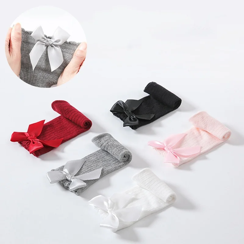 New Baby Socks Winter Autumn Soft Cotton Cute Big Bows Baby Girl Socks Newborn Knee High Long Kids Clothing Accessories