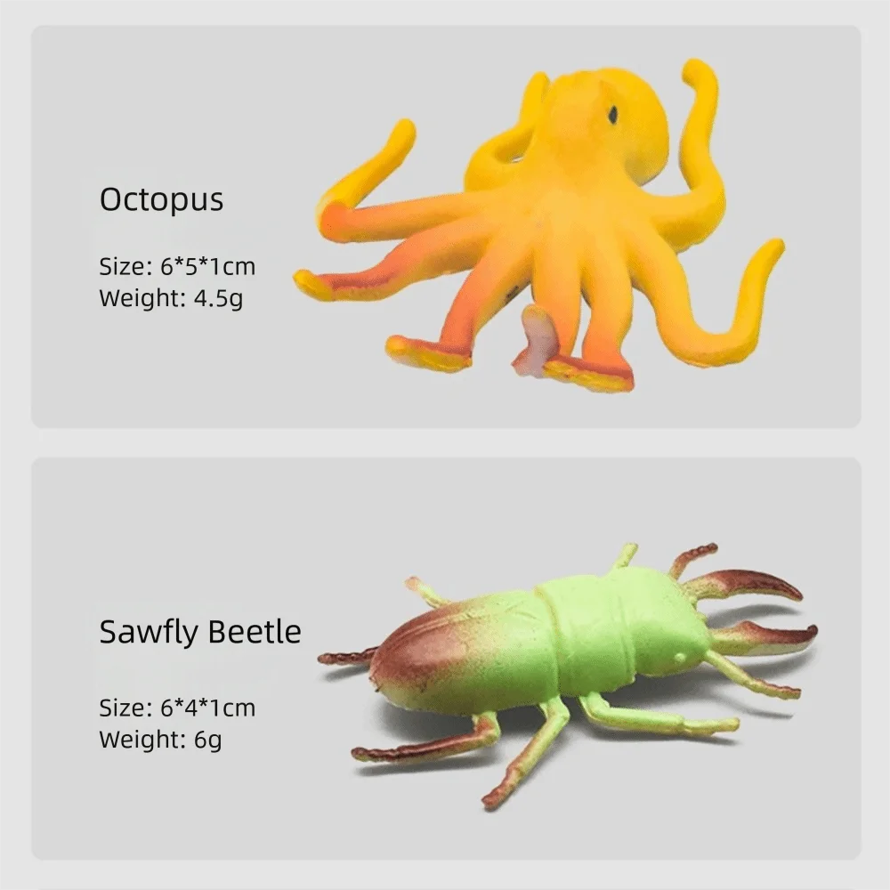 12PCS Mini Simulation Animal Figurines​ Farm Animal Insect Pet Cat Mini Dinosaur Action Figure Preschool Educational PVC