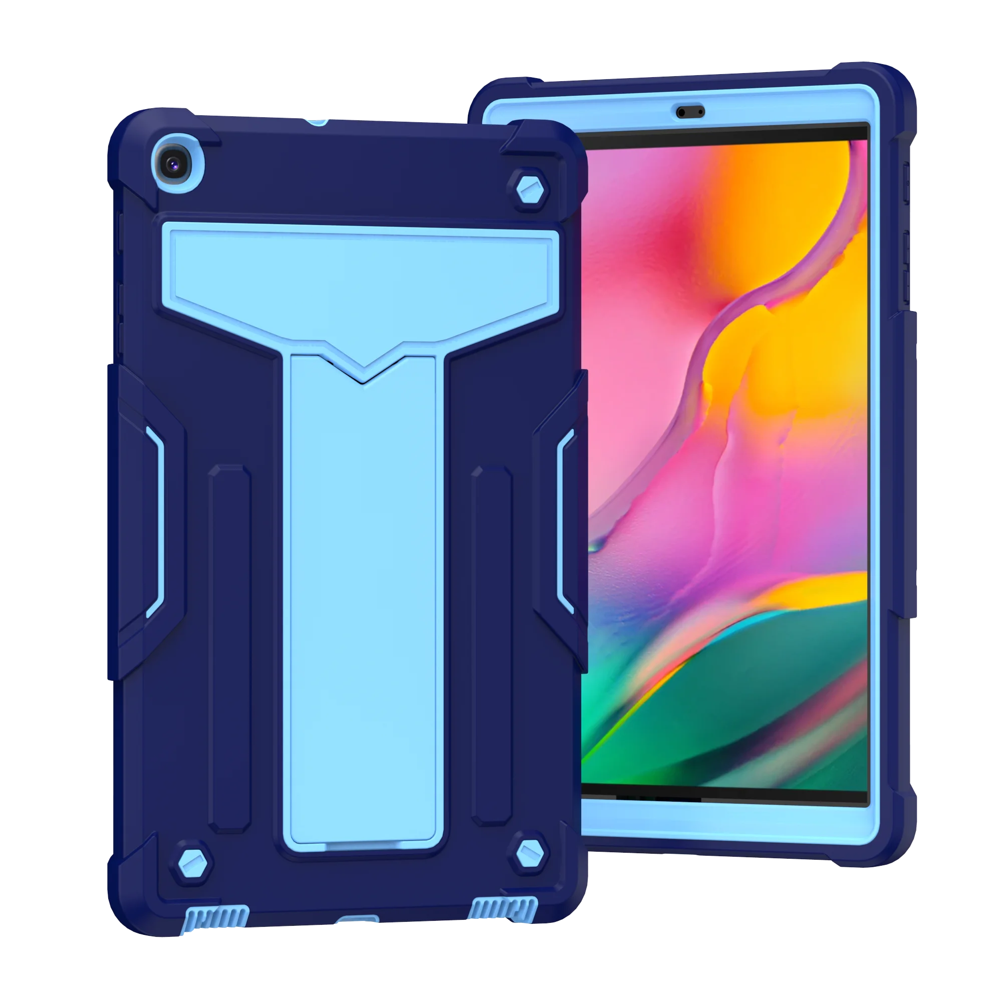 삼성 갤럭시 탭 A 10.1 2019 케이스 SM-T510 SM-T515 어린이 안전 케이스, 태블릿 TPU 및 PC 충격 방지 킥 스탠드 커버, SM-T510 T515