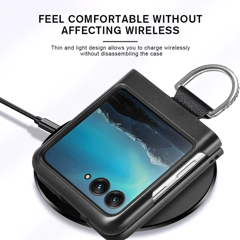Elevate your Motorola Razr with our Premium PU Leather Folding Phone Case – Ultra-Durable, Elegant Design, and Solid Color Ring Holder
