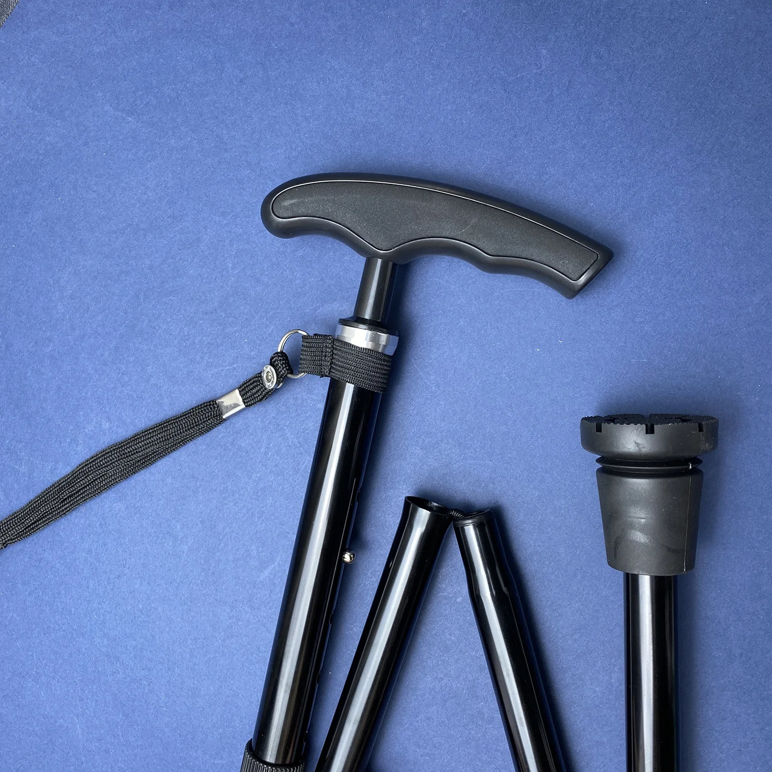Cane 4 Section Outdoor Fold Trekking Pole Camping Portable Walking Hiking Stick for Elderly Telescopic Easy Put Into Bag 1-4PC