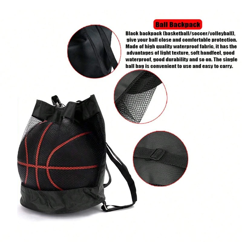 

Portable Basketball Backpack Mesh Bag Football Soccer Storage Bag Outdoor Volleyball Ball Storage Bags Shoulder Crossbody Bag