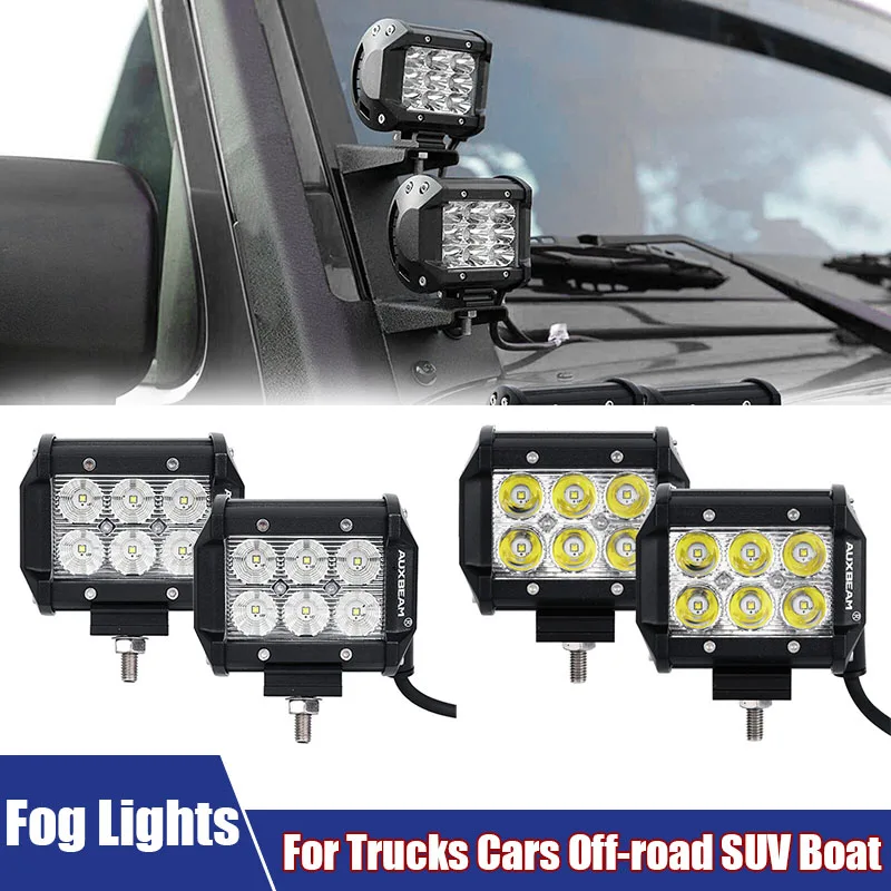 

4 inch 18W CREE LED Work Light bar 9-32V Flood Spot Beam Fog Lights with Harness For Trucks Cars Off-road SUV Boat