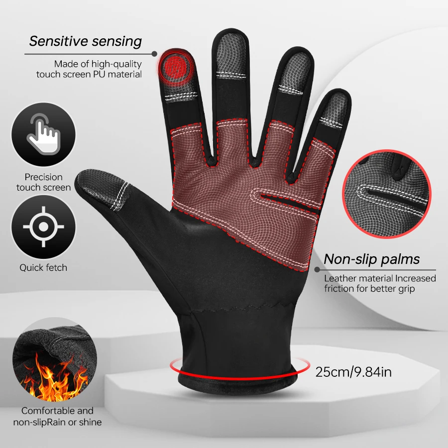 USB Heated Cycling Gloves Winter Waterproof Touch Screen Ski Gloves Rechargeable Heating Motorcycle Bicycle Warm Gloves 6